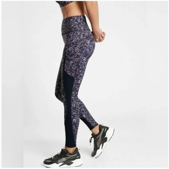 Athleta Printed Mesh Tight Sandstone Navy Purple size 3X - Picture 1 of 6